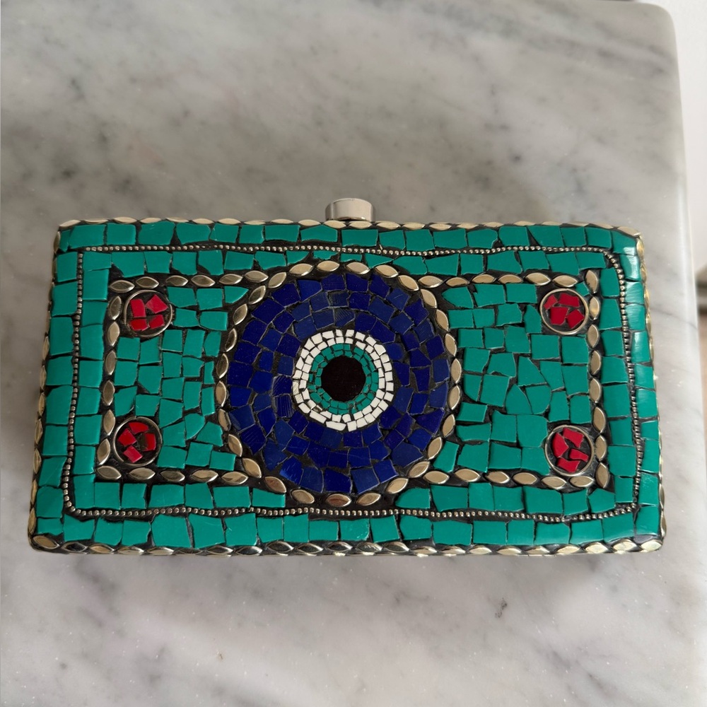 Green Mosaic Clutch Bag ( has shoulder strap also) bought in Greece